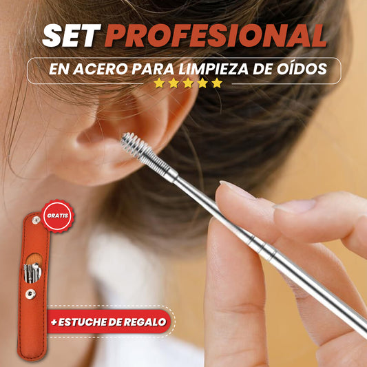 Set profesional en acero para limpieza de oídos - Removal Pro™