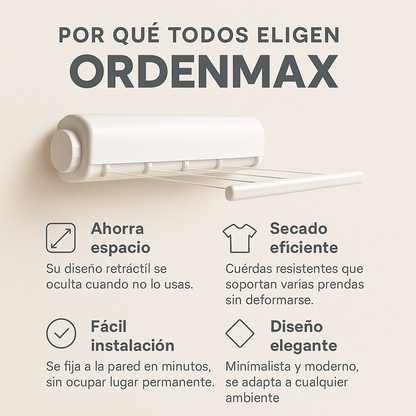 Colgador de ropa de 2 metros de largo - Ordenmax™
