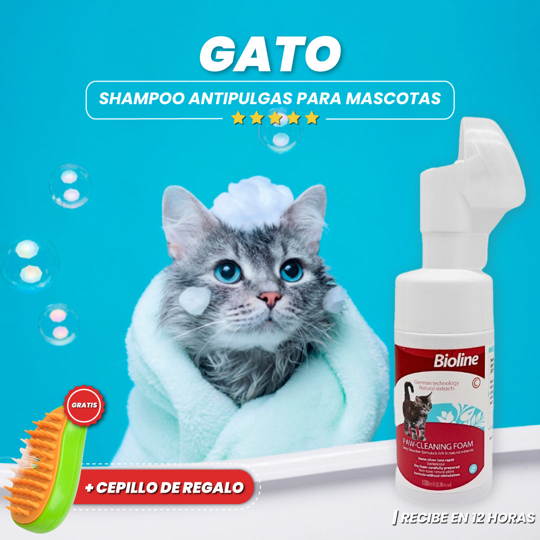 Shampoo antipulgas para mascotas + Cepillo gratis - Clean Pet™