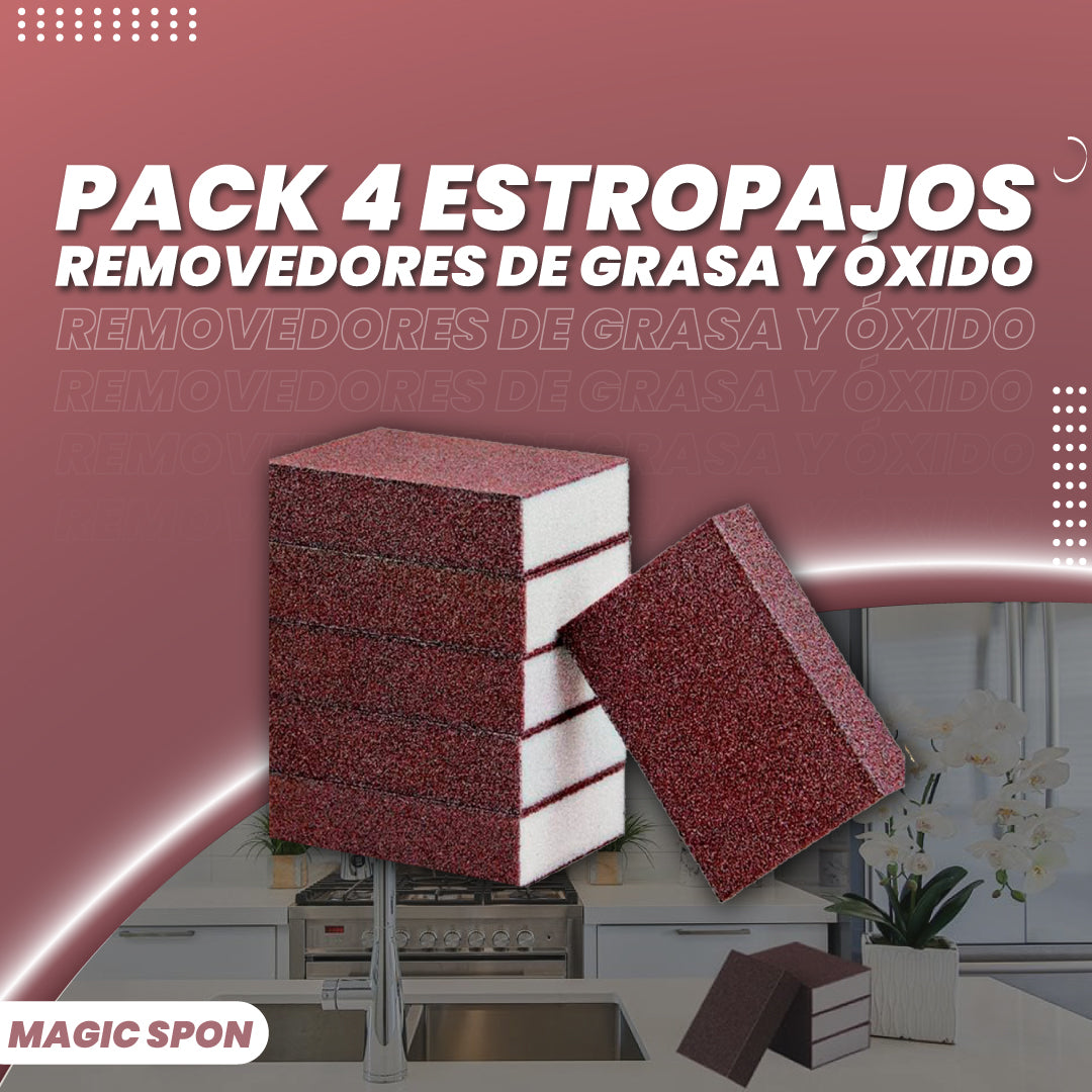 Pack 4 estropajos removedores de grasa y óxido - Magic Spon™